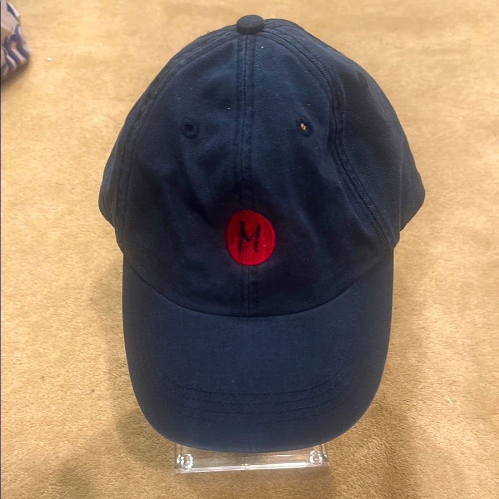 M. Miller Red and Black Baseball Hat with Embroidered Logo and adjustable strap
